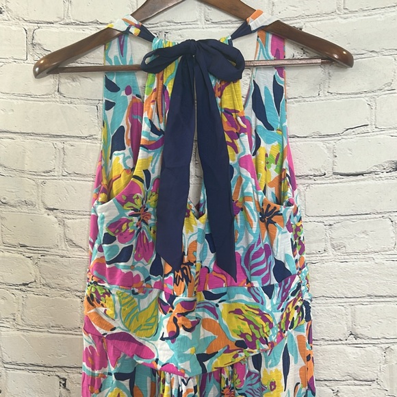 Lilly Pulitzer Amanda Besame Mucho Pink Blue Floral Maxi Dress Size XL - Picture 9 of 15